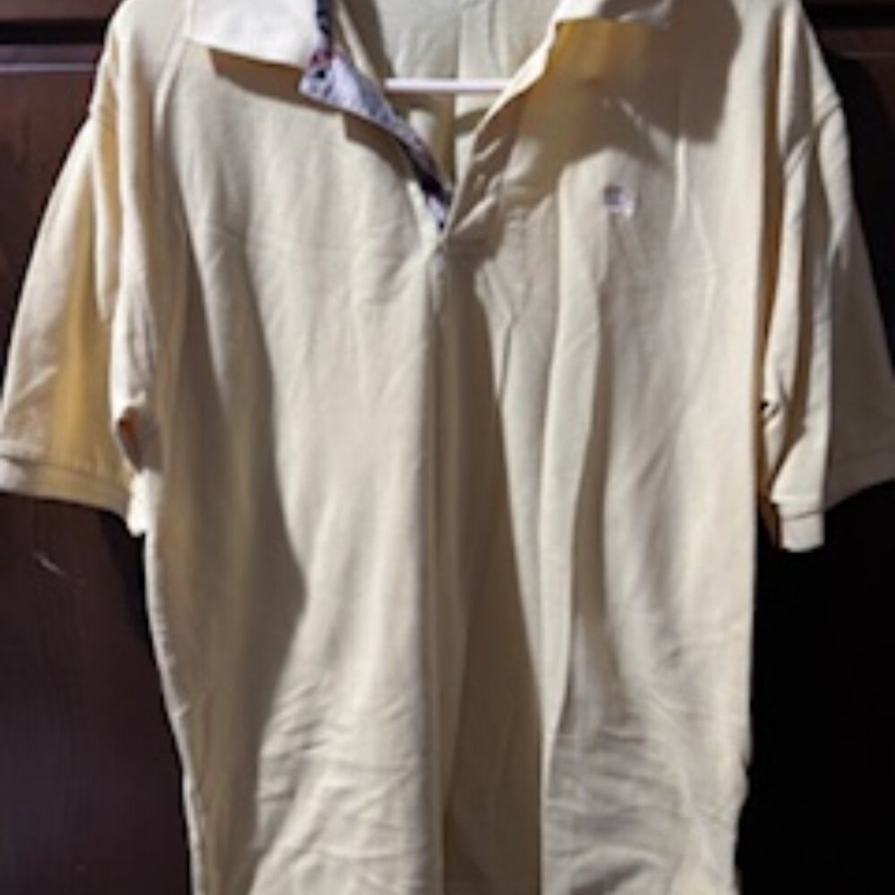BURBERRY LONDON Men's XL Yellow Polo Shirt Check Trim